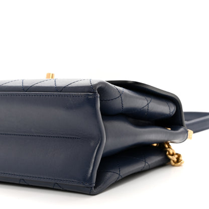 Chanel Lambskin Stitched Coco Luxe Medium Flap Blue 10 of 10