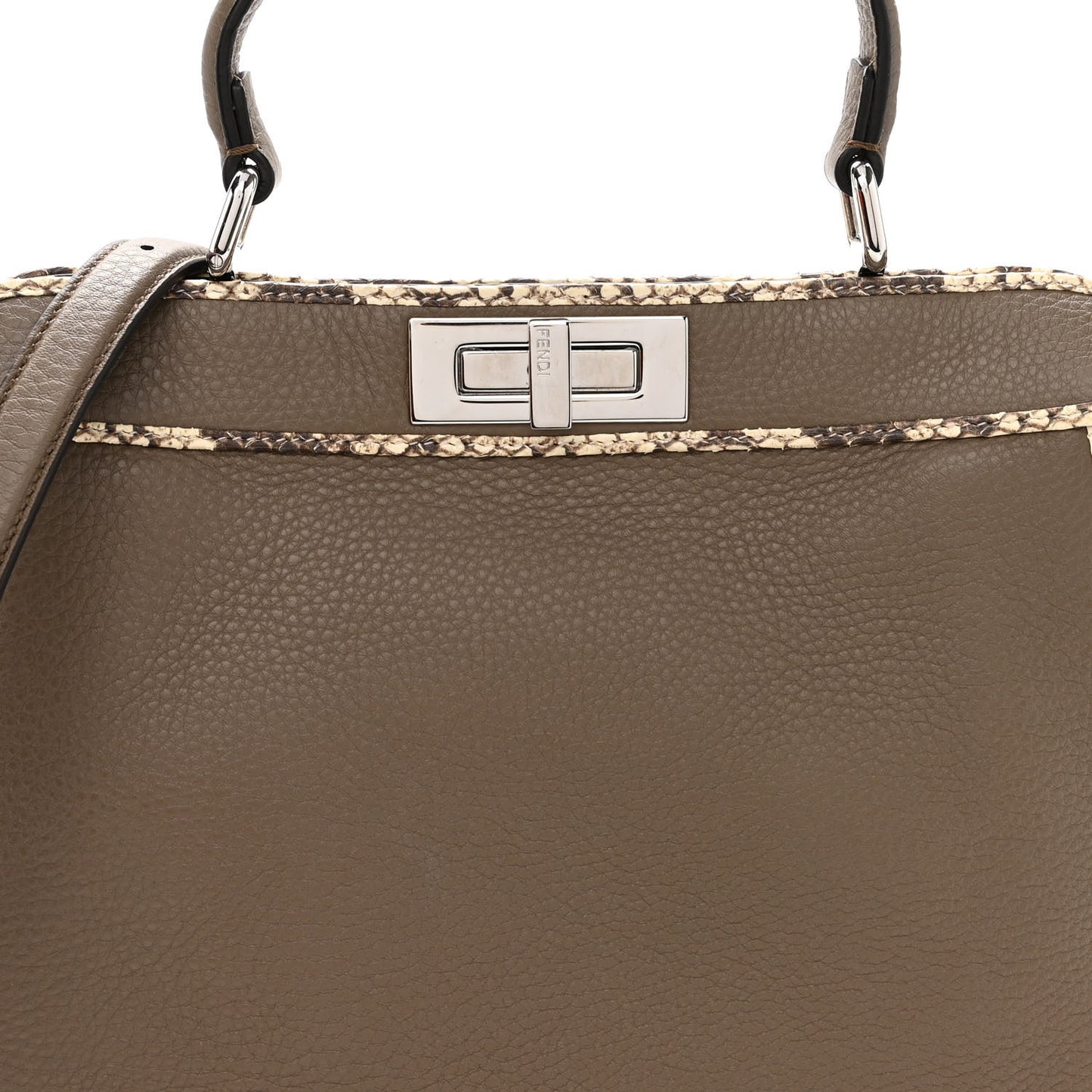 Cuoio Romano Elaphe Chamois Python Print Medium Peekaboo I SEE U Satchel Tartufo