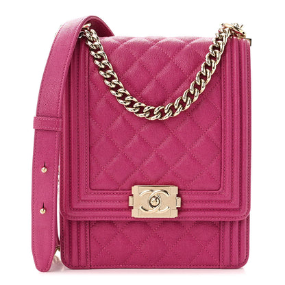 Chanel Caviar Quilted North South Boy Flap Fuchsia 1 of 12