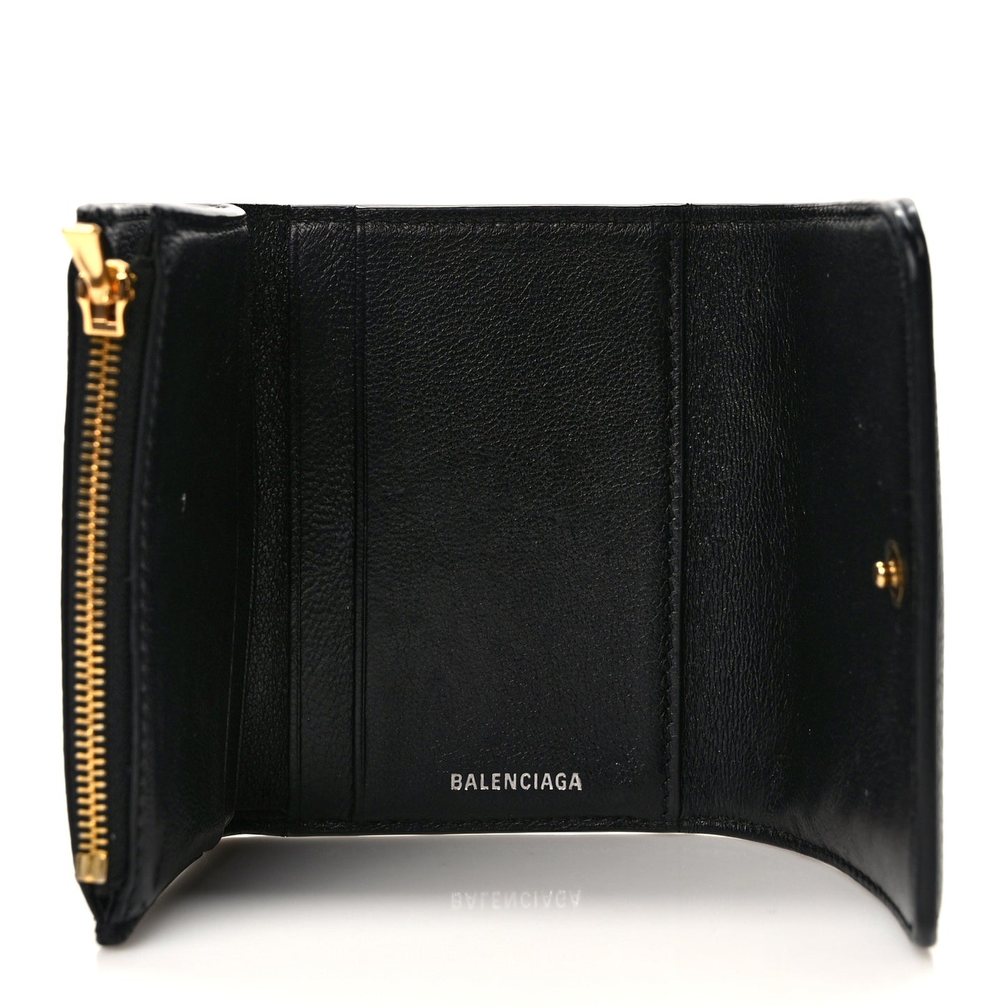 Calfskin Logo Mini Cash Wallet Black