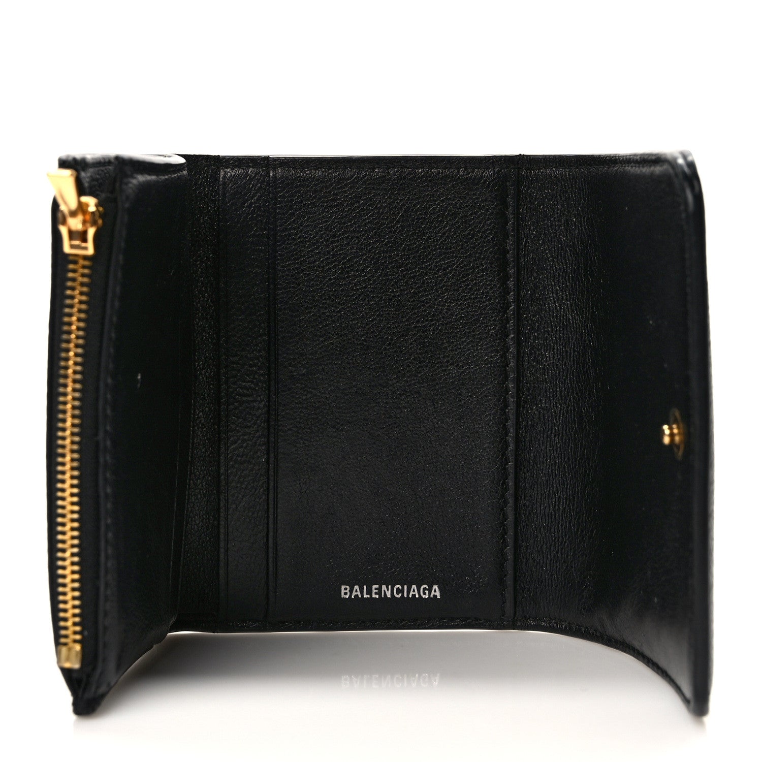 Balenciaga Calfskin Logo Mini Cash Wallet Black 4 of 8
