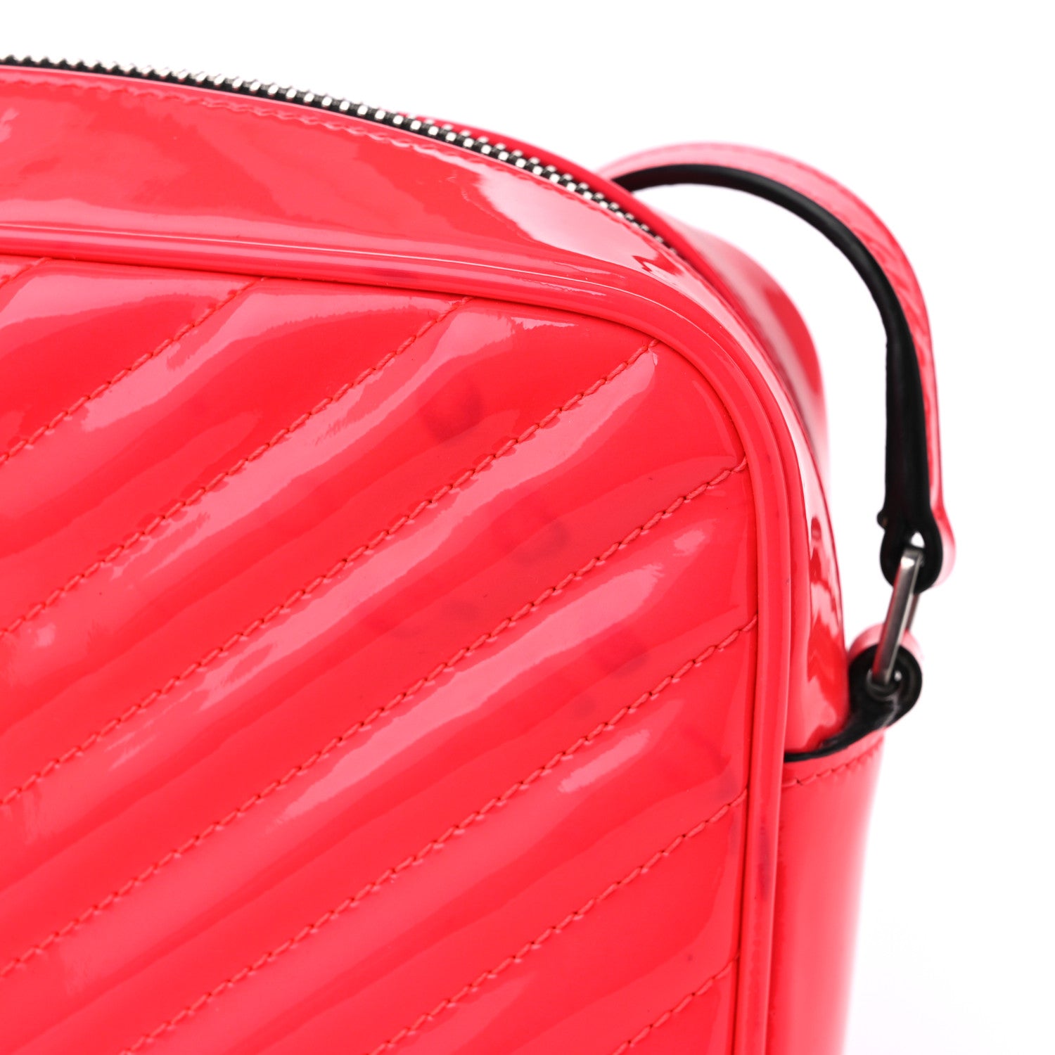 Saint Laurent Patent Calfskin Matelasse Monogram Lou Camera Bag Neon Pink 11 of 11