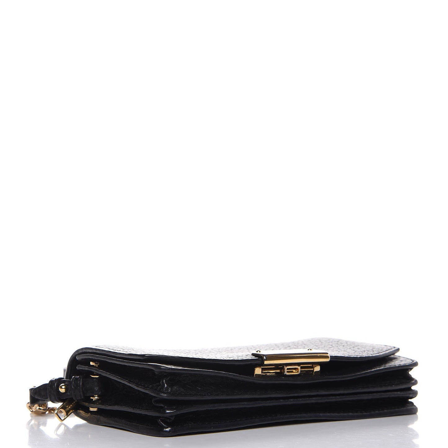 Signature Grain Small Madison Chain Clutch Black