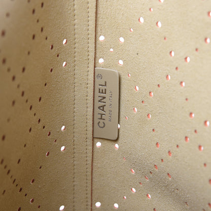 Chanel Perforated Grained Calfskin Small Shopping Tote Coral Beige 6 of 10