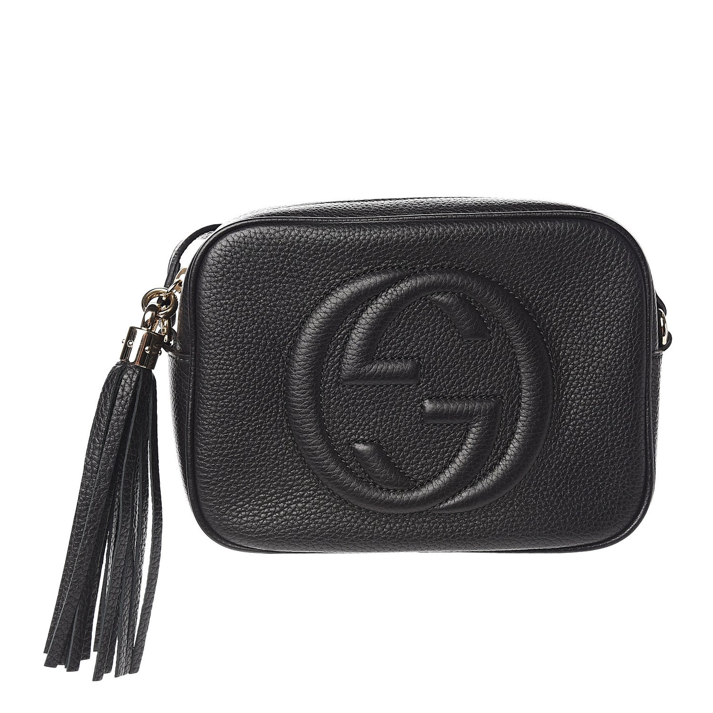 Pebbled Calfskin Small Soho Disco Bag Black