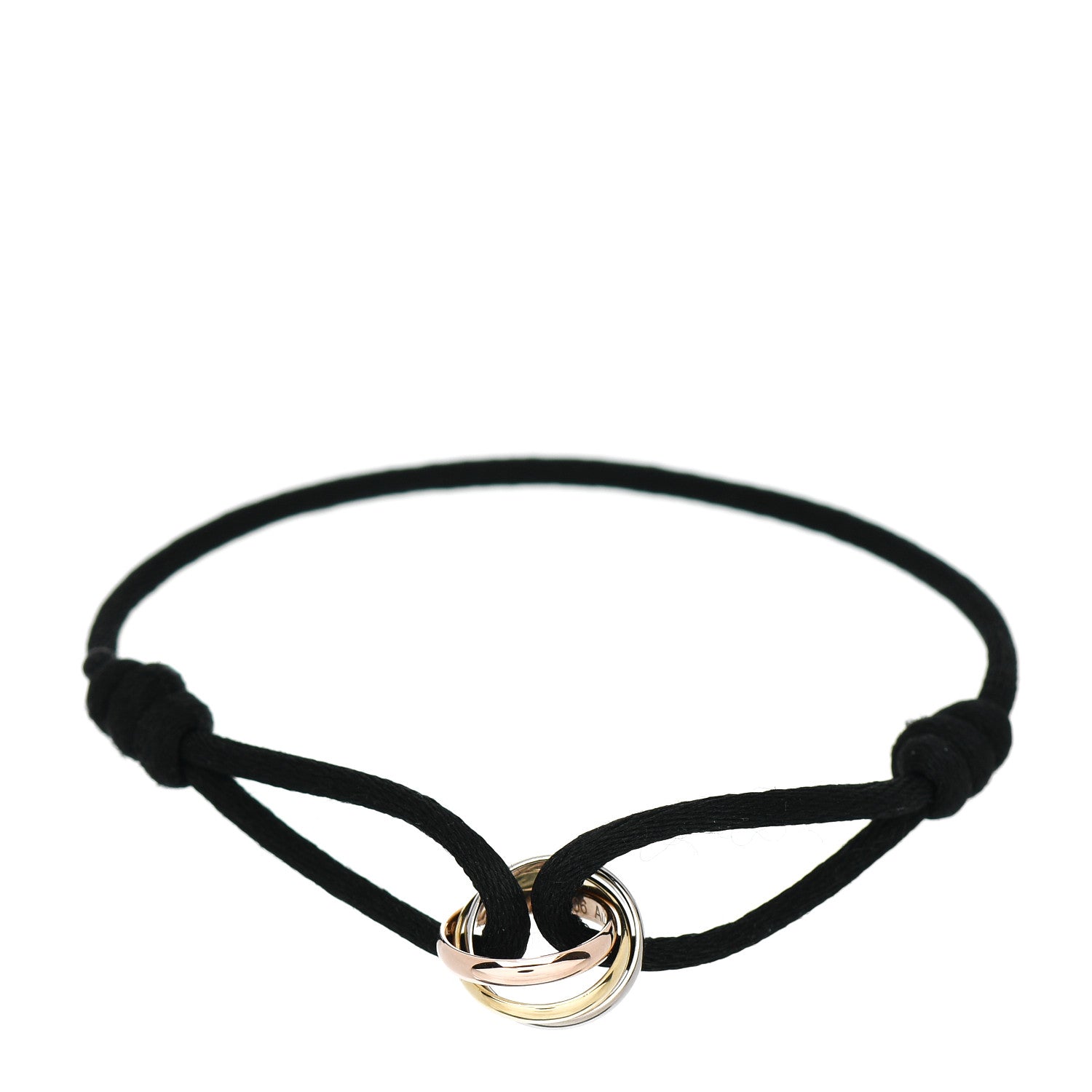 Cartier 18K Pink Yellow White Gold Trinity Adjustable Cord Bracelet Black 1 of 4