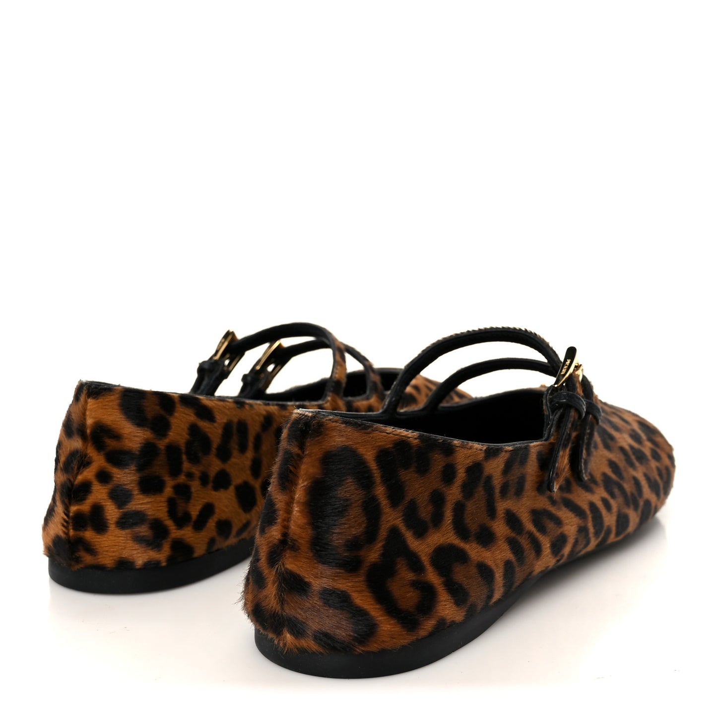 Calf Hair Leopard Print Ballerina Flats 38.5 Honey