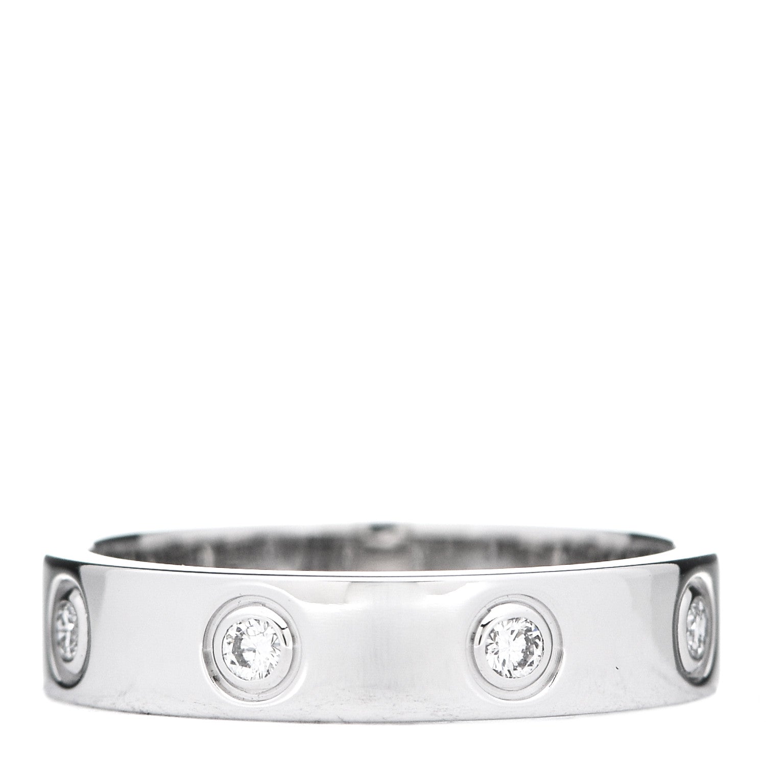 Cartier 18K White Gold 8 Diamond 4mm Wedding Band LOVE Ring 51 5.75 3 of 4