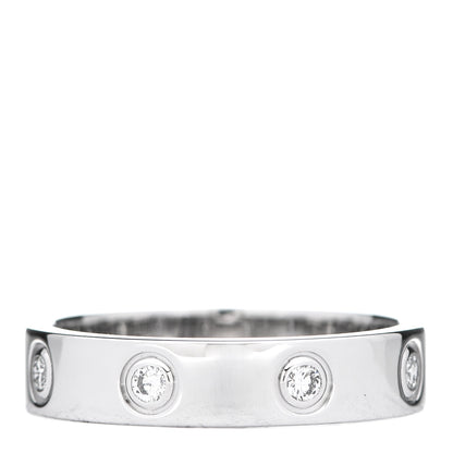 Cartier 18K White Gold 8 Diamond 4mm Wedding Band LOVE Ring 51 5.75 3 of 4