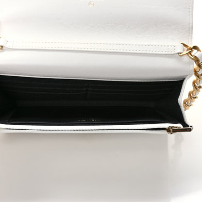 Chanel Lambskin Resin Quilted Wallet On Chain WOC White 5 of 10