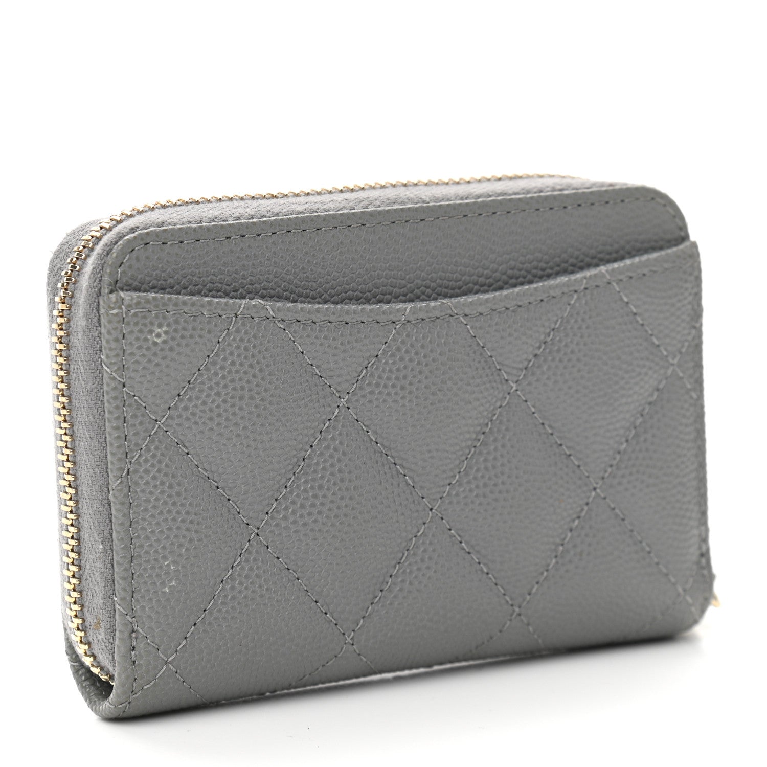 Chanel Caviar Quilted Zip Coin Purse Grey 3 of 12