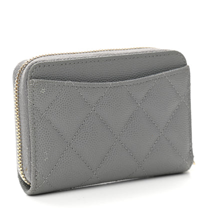 Chanel Caviar Quilted Zip Coin Purse Grey 3 of 12