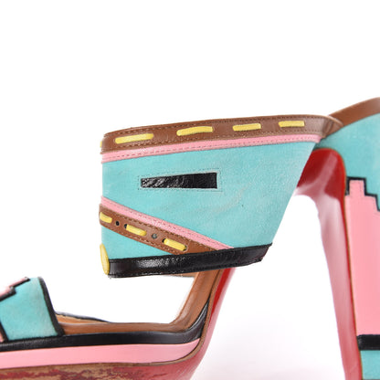 Christian Louboutin Suede Zunika 120 Slide Sandals 38 Turquoise Multicolor 12 of 20