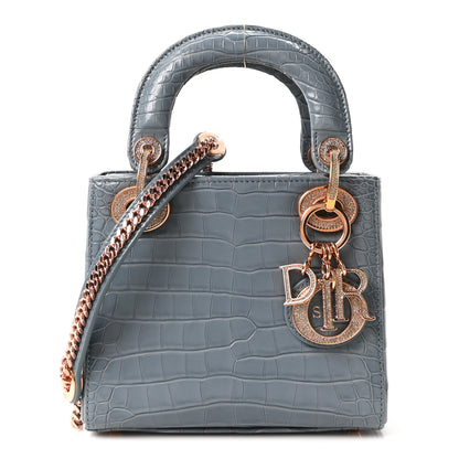 Christian Dior Alligator Crystal Mini Lady Dior Blue 1 of 10