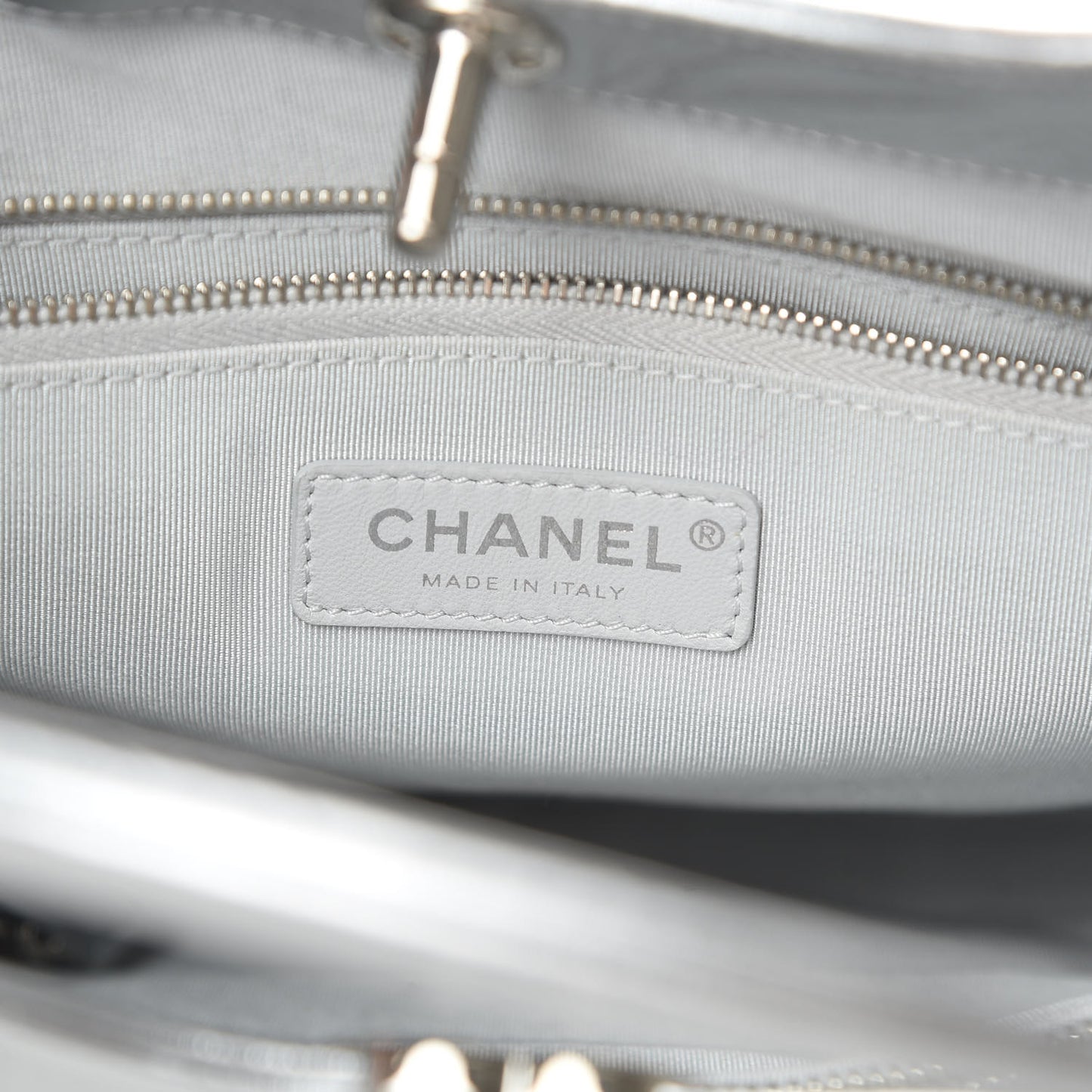 Metallic Crumpled Calfskin Small 31 Shopping Bag Silver