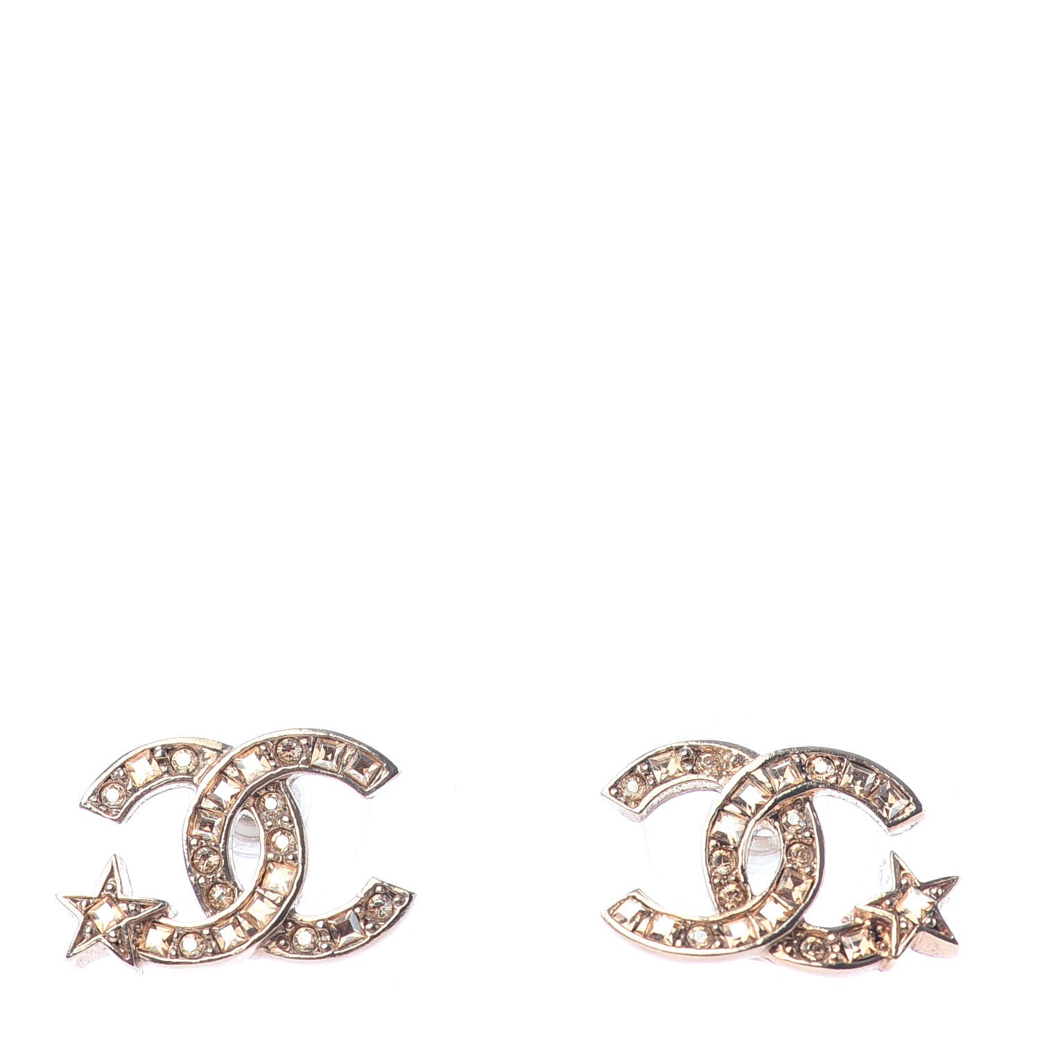 Chanel Crystal CC Starfall Earrings Gold 1 of 4