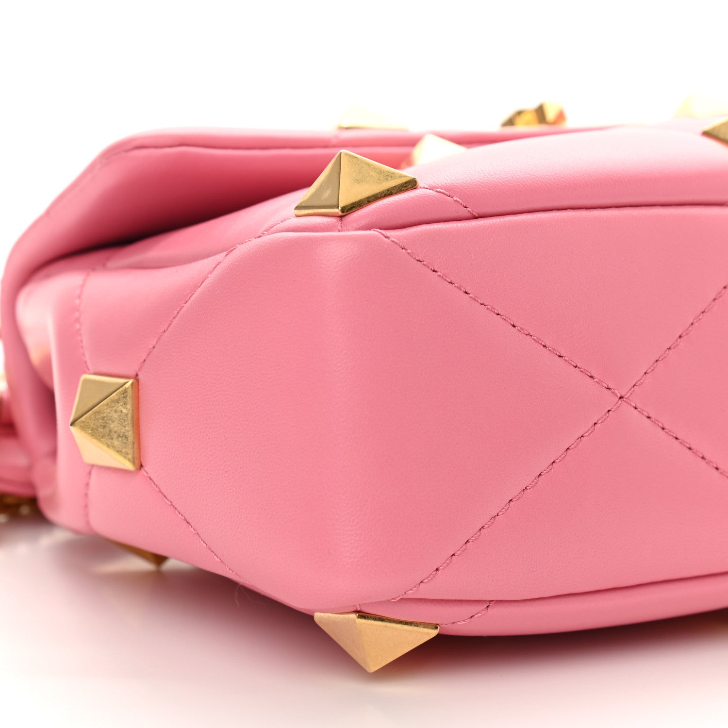 Valentino Garavani Nappa Medium Roman Stud Shoulder Bag Flamingo Pink 7 of 9