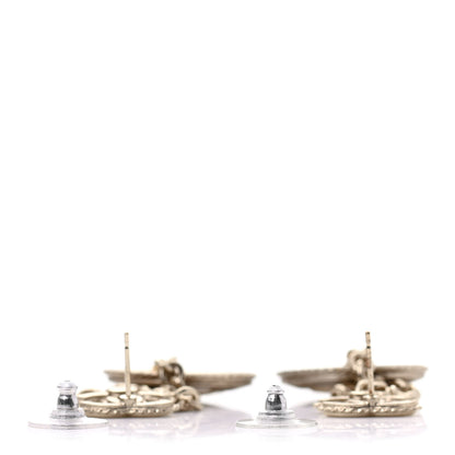 Chanel Medallion CC Drop Earrings Light Gold 3 of 4