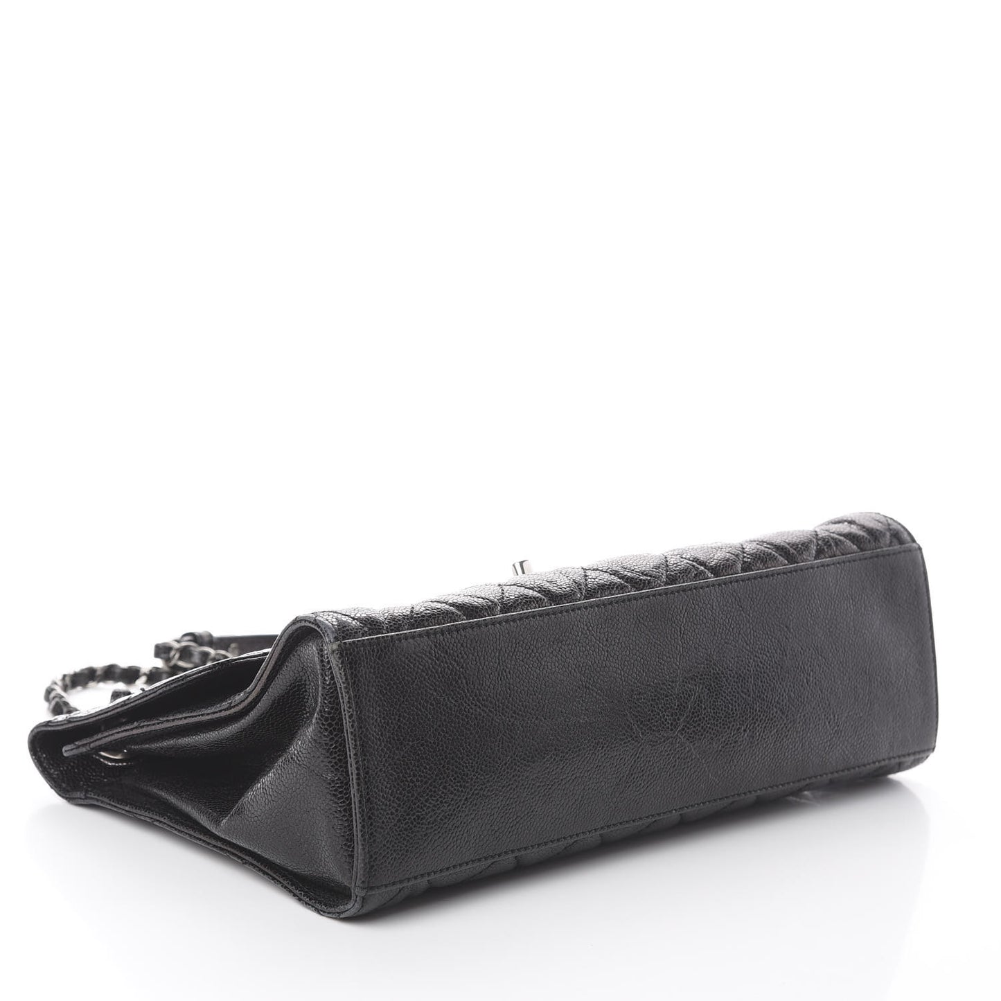 Crumpled Grained Calfskin Jumbo CC Crave Flap Black