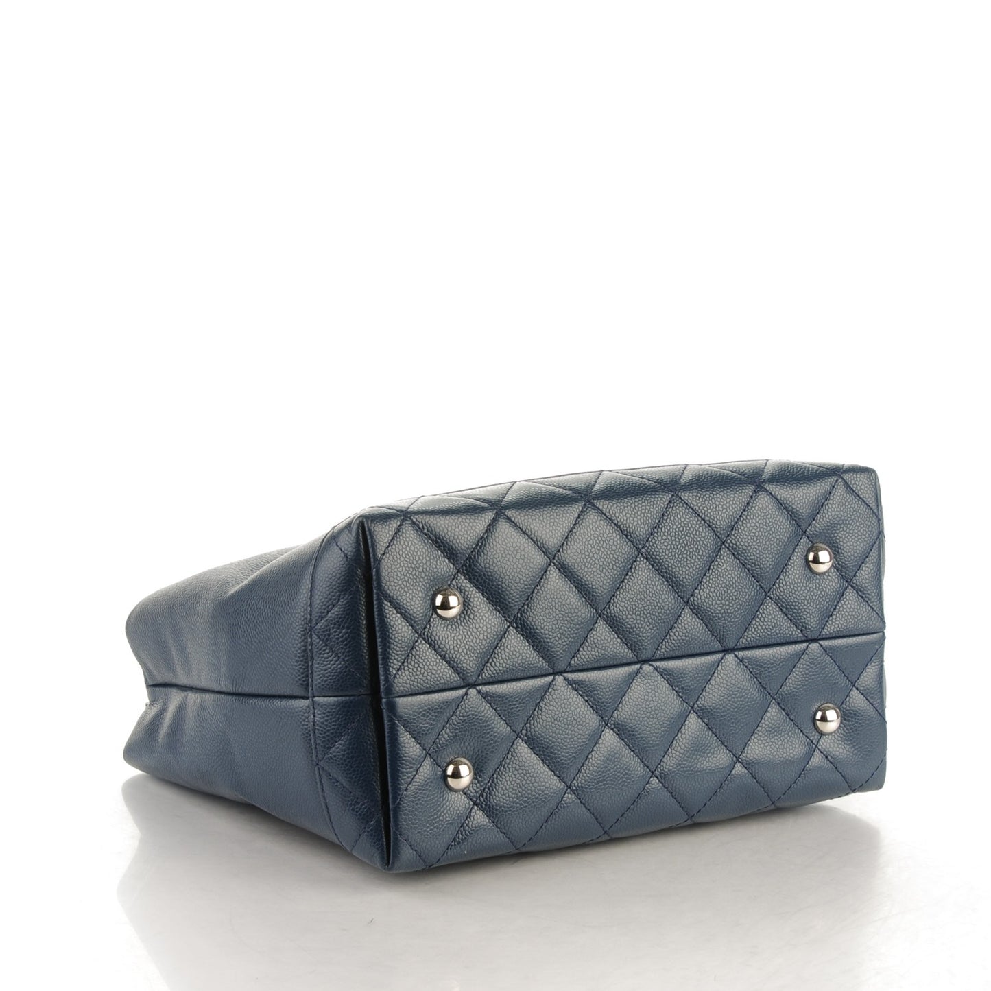 Soft Caviar CC Medium Top Handle Tote Navy Blue