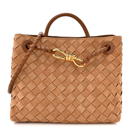 Bottega Veneta Suede Intrecciato Small Andiamo Shoulder Bag Amber 1 of 9