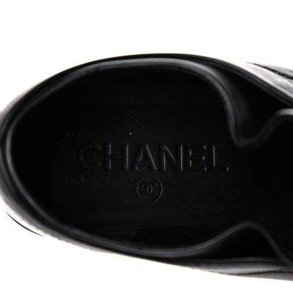 Chanel Lambskin Patent Cap Toe CC Sneakers 37.5 Black 7 of 15