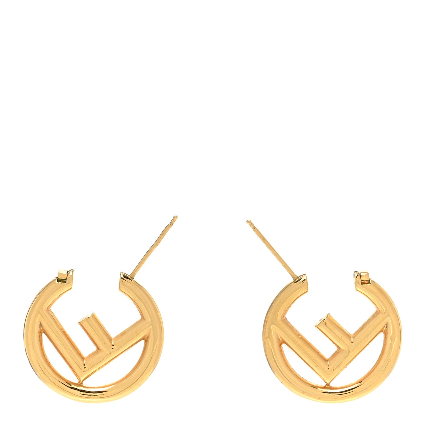Metal FF Hoop Earrings Gold
