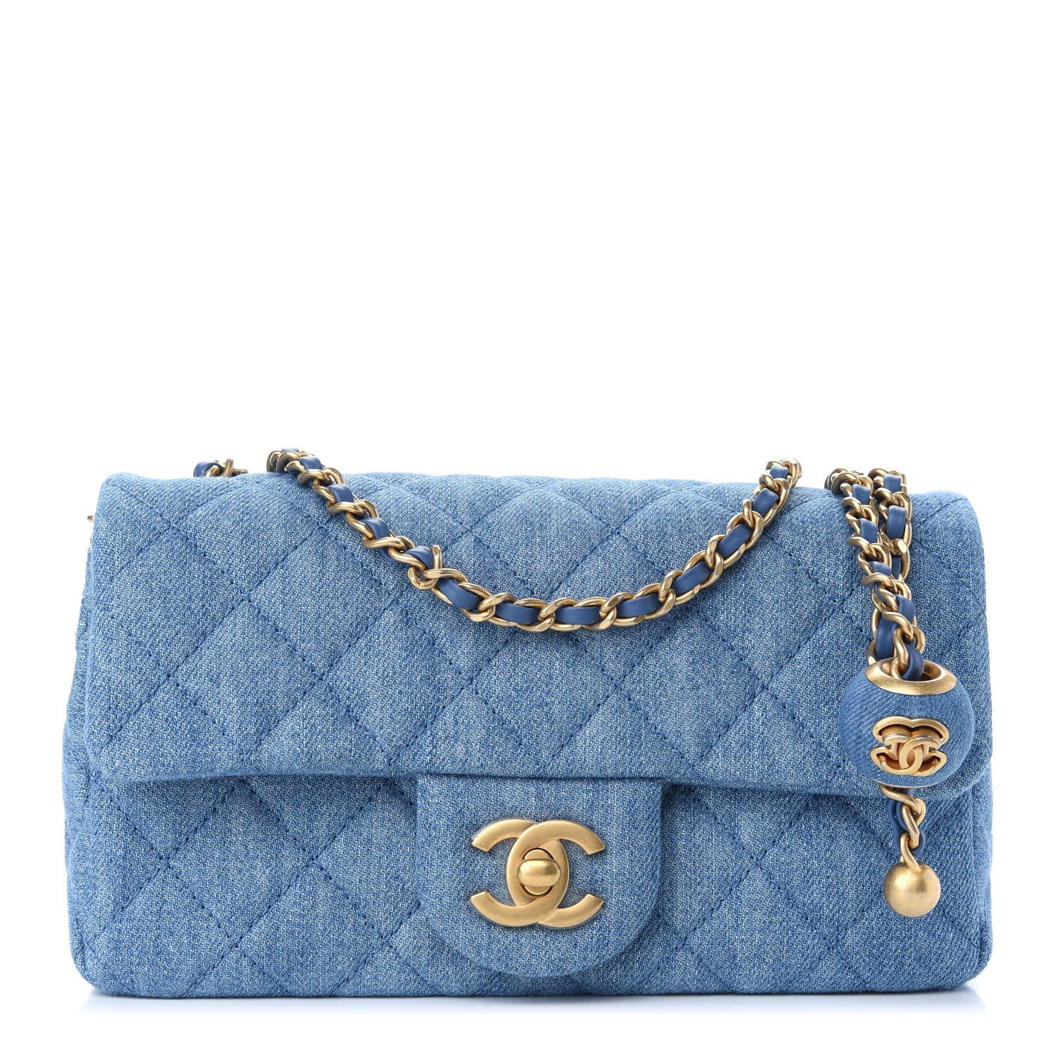 Chanel Denim Quilted Mini Pearl Crush Rectangular Flap Blue 1 of 9