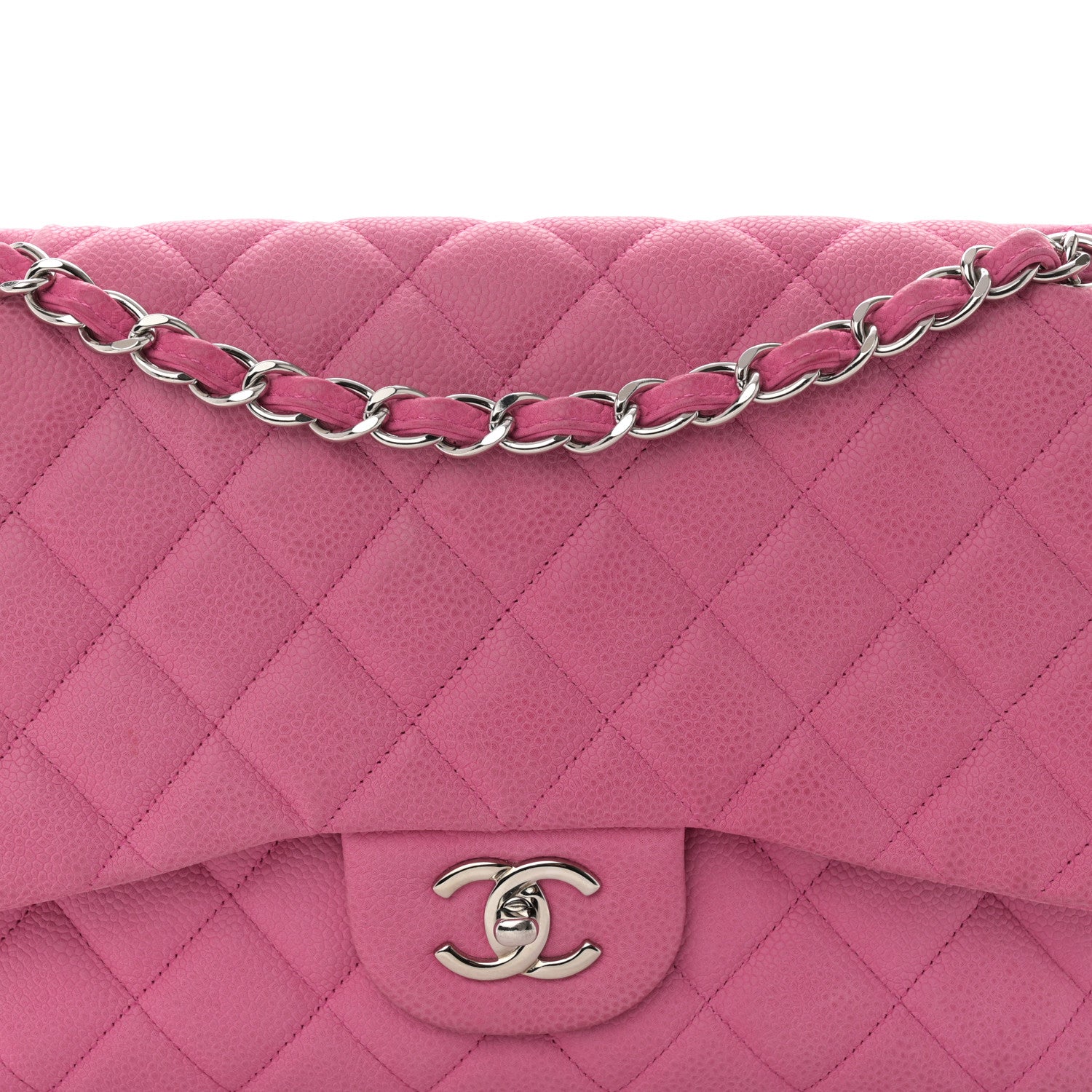 Chanel Iridescent Caviar Quilted Jumbo Double Flap Pink 8 of 14