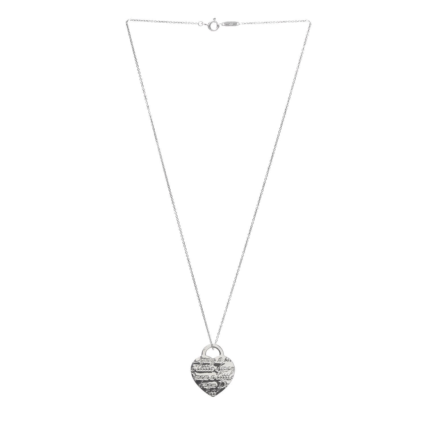 Tiffany Sterling Silver Dream A Little Dream Heart Pendant Necklace 3 of 5