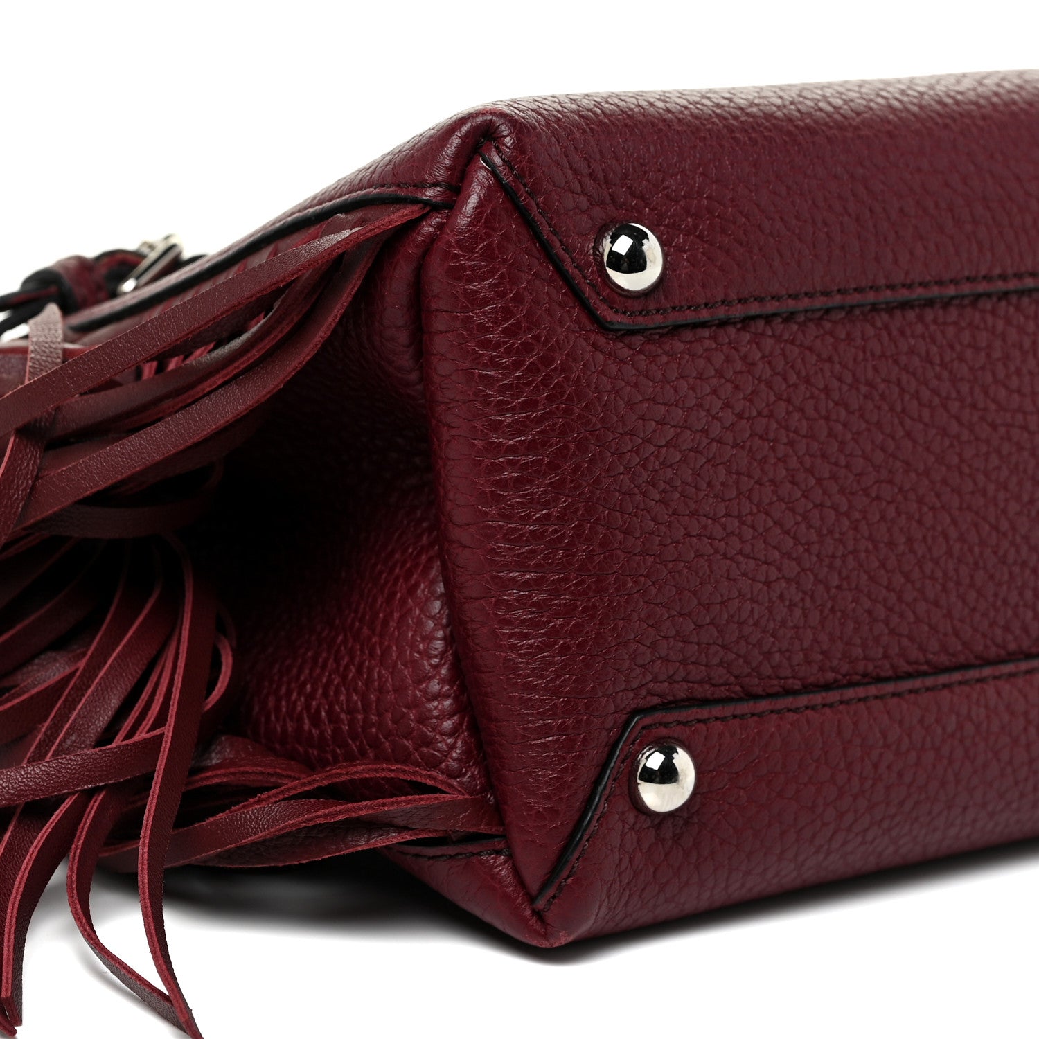 Burberry Grainy Calfskin Studded Fringe Baby Banner Tote Damson Magenta 7 of 15