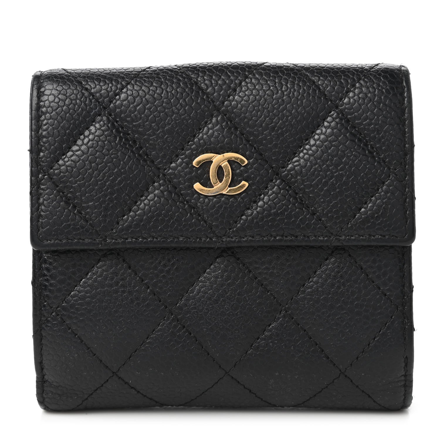 Chanel Caviar Quilted Compact French Flap Wallet Black 1 of 11