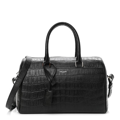 Saint Laurent Calfskin Crocodile Embossed Classic Duffle Bag Black 1 of 11