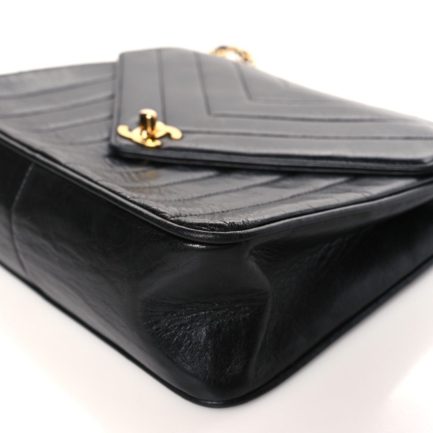 Chanel Lambskin Chevron Quilted Envelope Single Flap Black 9 of 11