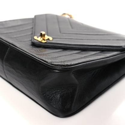 Chanel Lambskin Chevron Quilted Envelope Single Flap Black 9 of 11