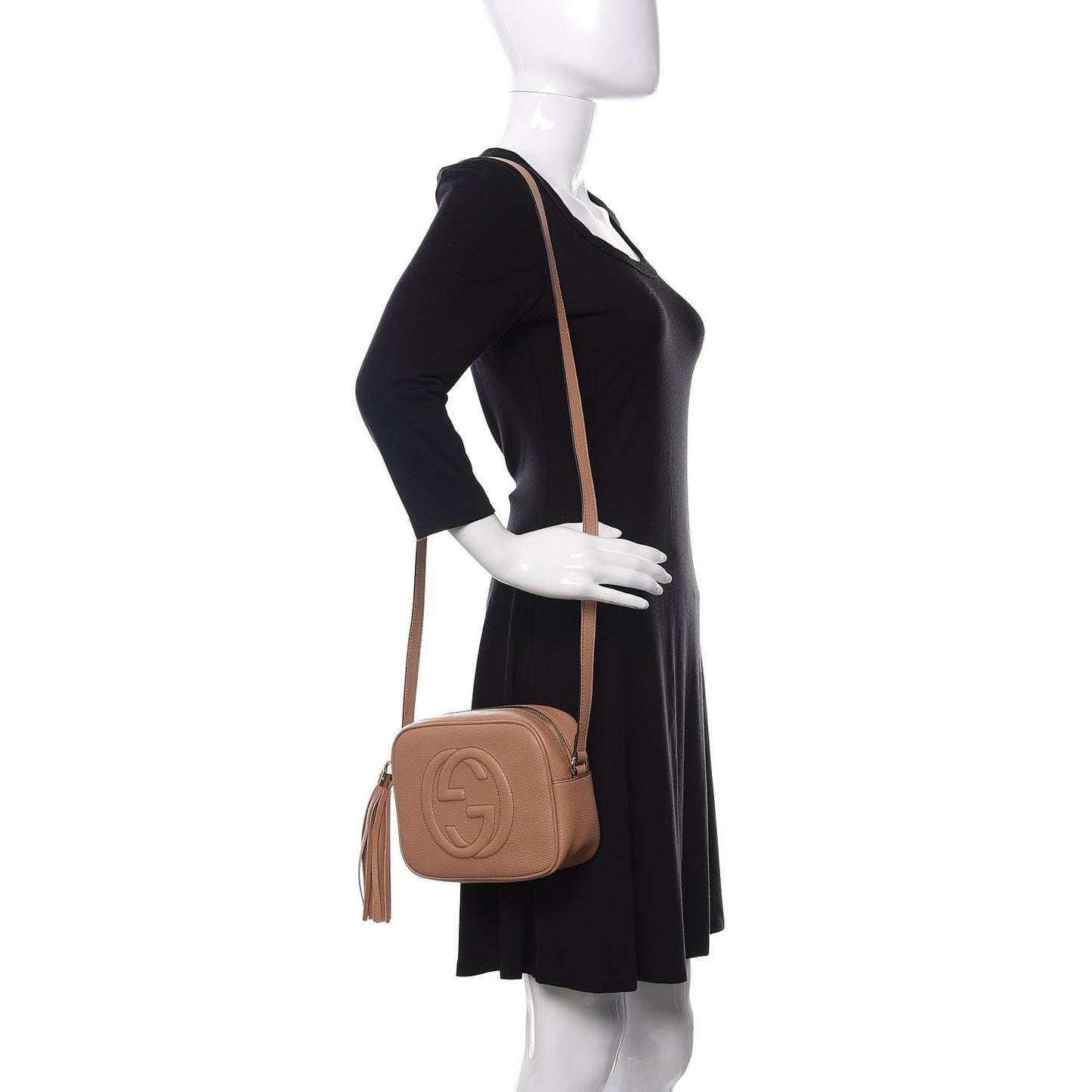 Pebbled Calfskin Small Soho Disco Bag Camelia