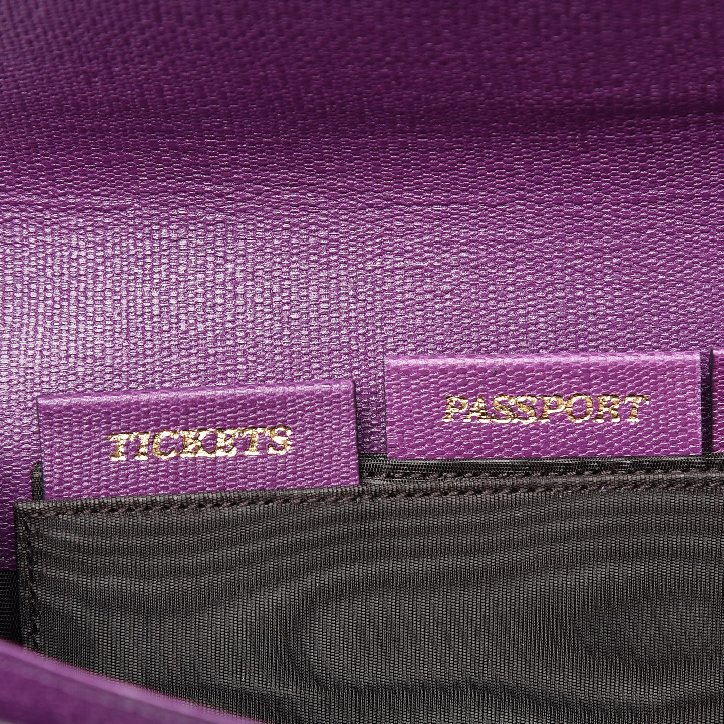 Textured Calfskin Classic Y Document Case Clutch Purple