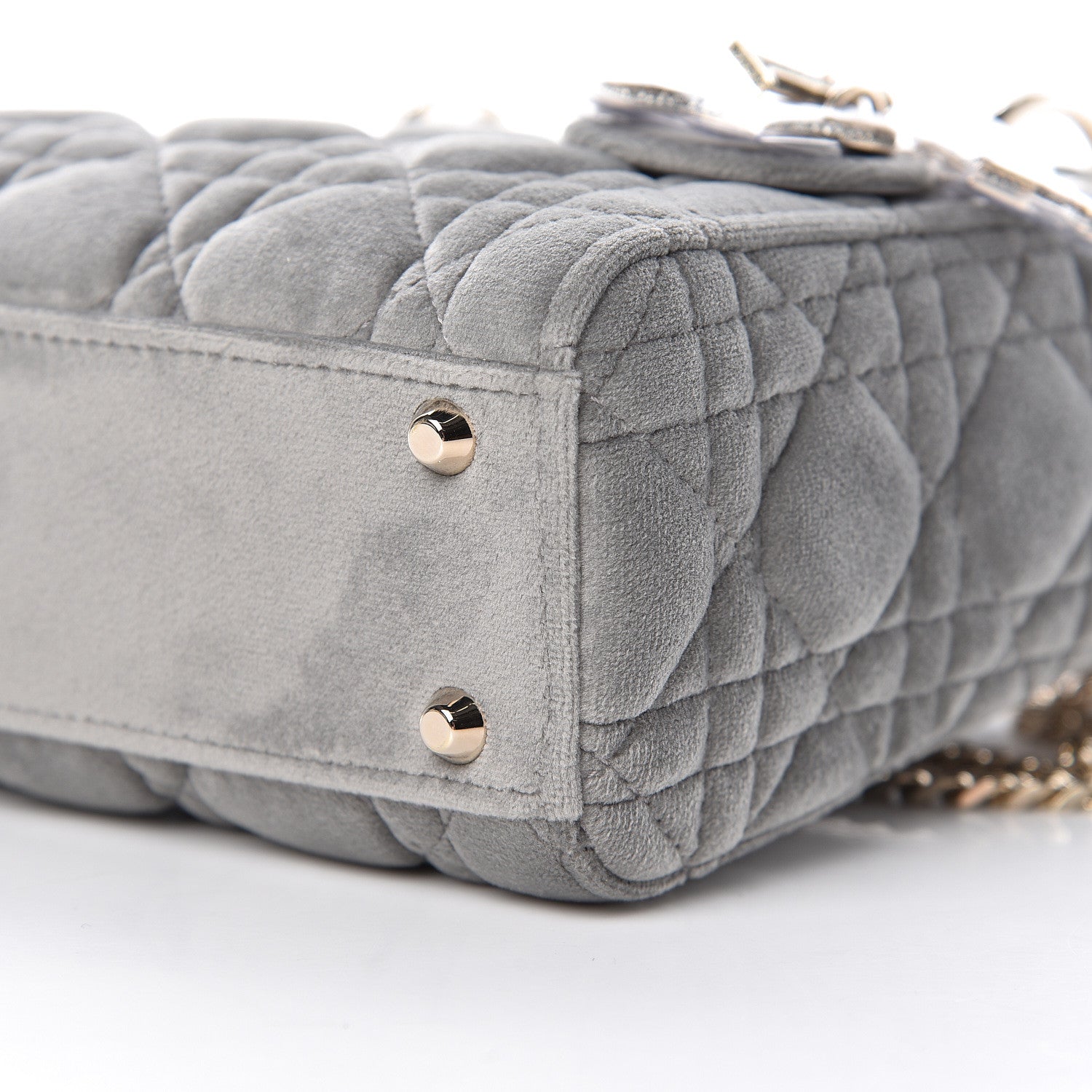 Christian Dior Velvet Mini Lady Dior Gray 9 of 11