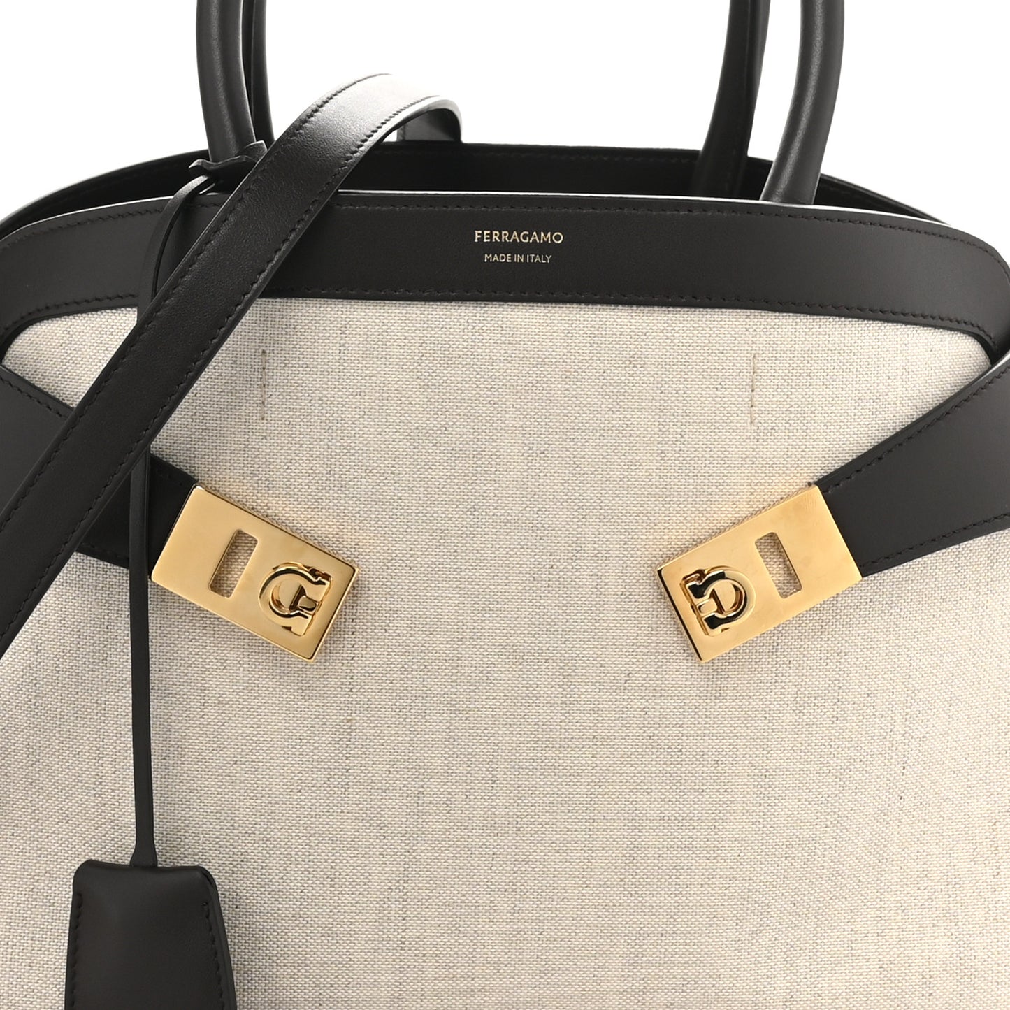 Calfskin Canvas Small Hug Bag Natural Testa Di Moro