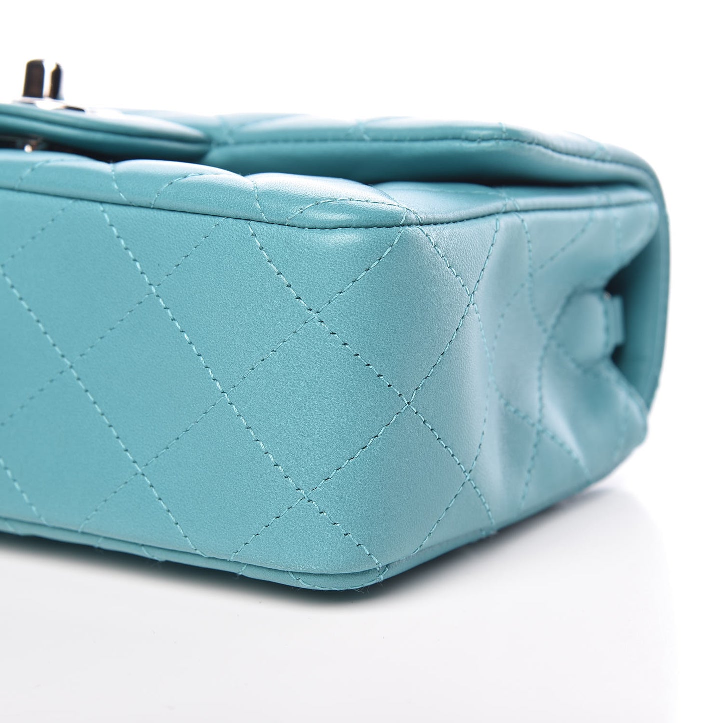 Lambskin Quilted Mini Rectangular Flap Light Blue