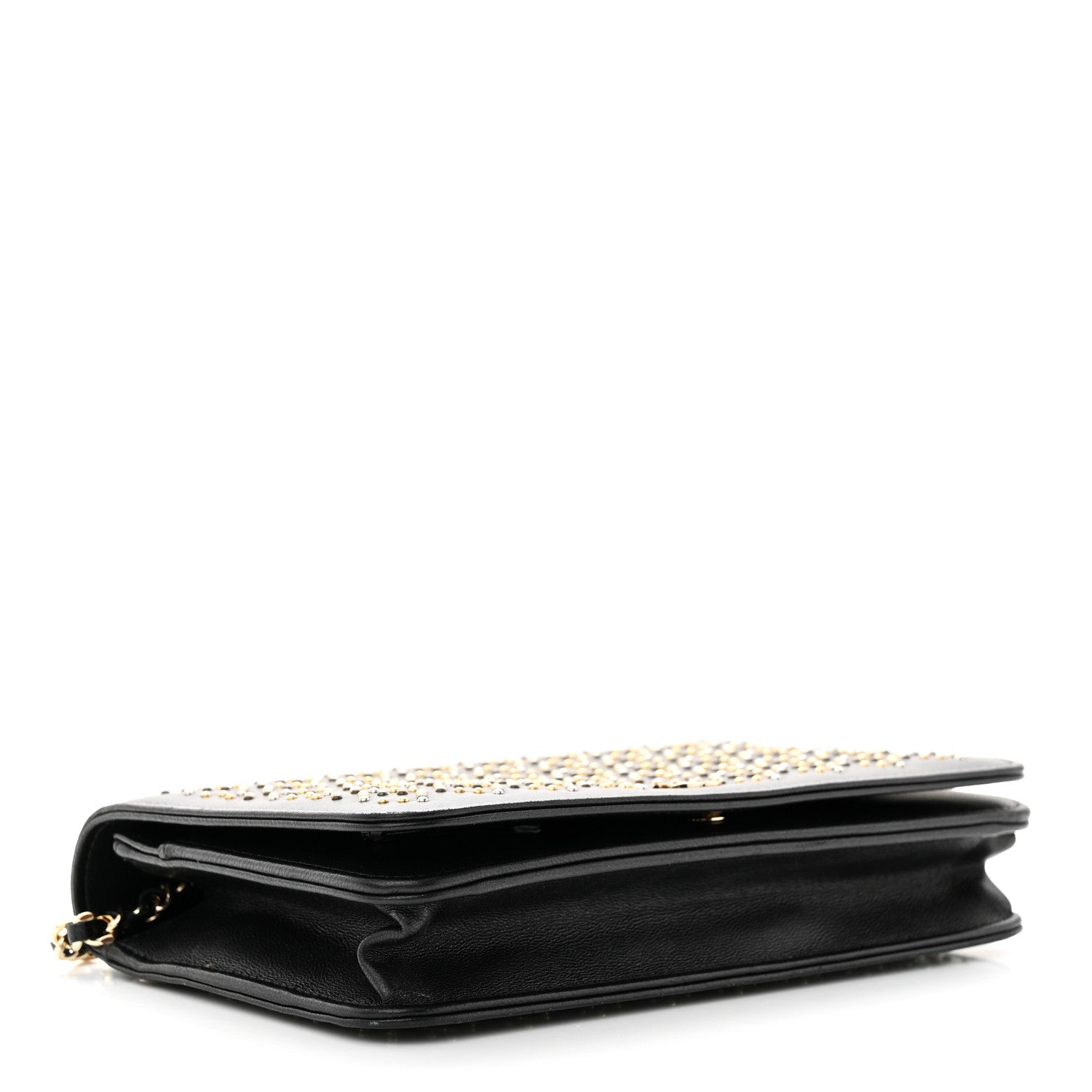 Chanel Lambskin Studded Wallet On Chain WOC Black 4 of 13