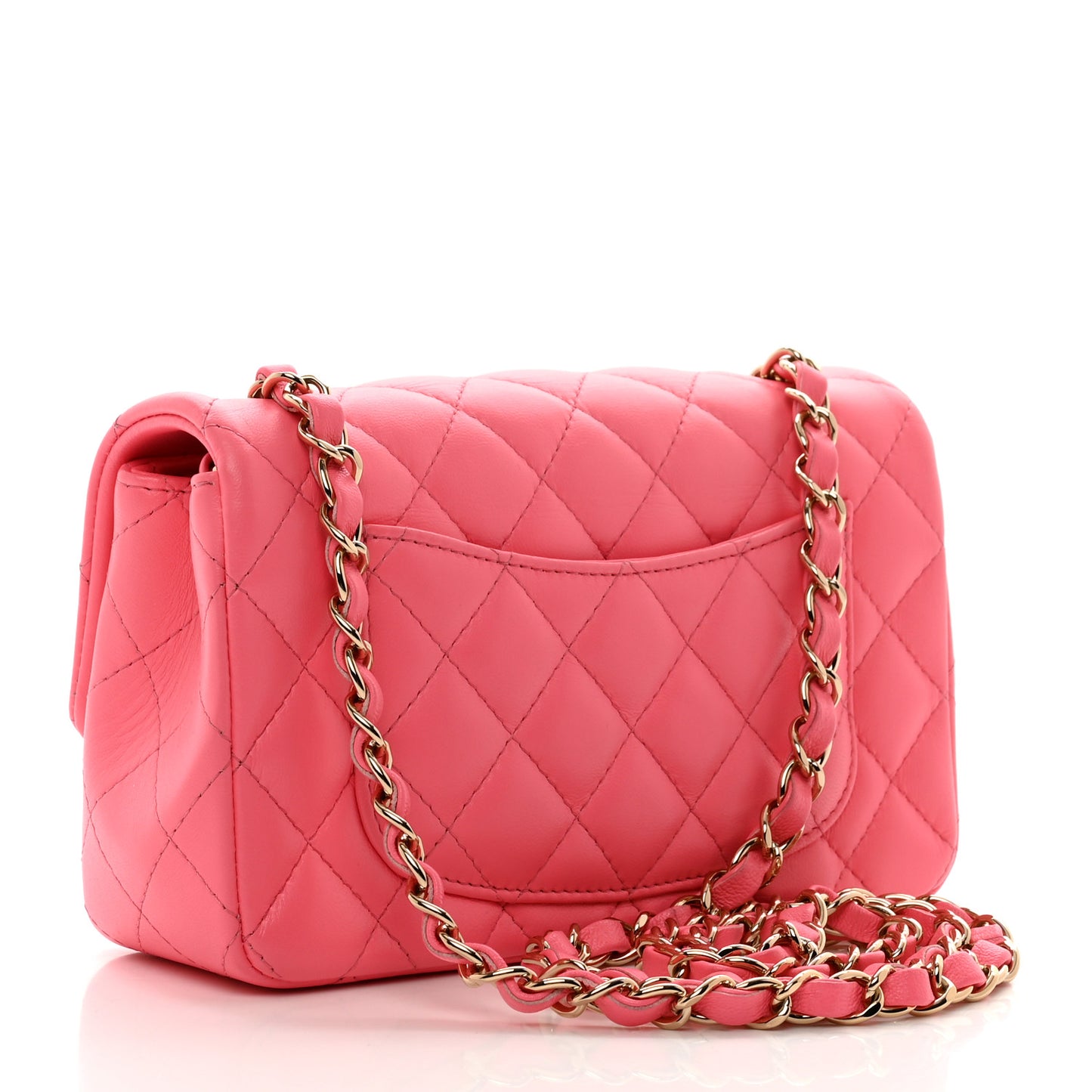 Lambskin Quilted Mini Rectangular Flap Pink