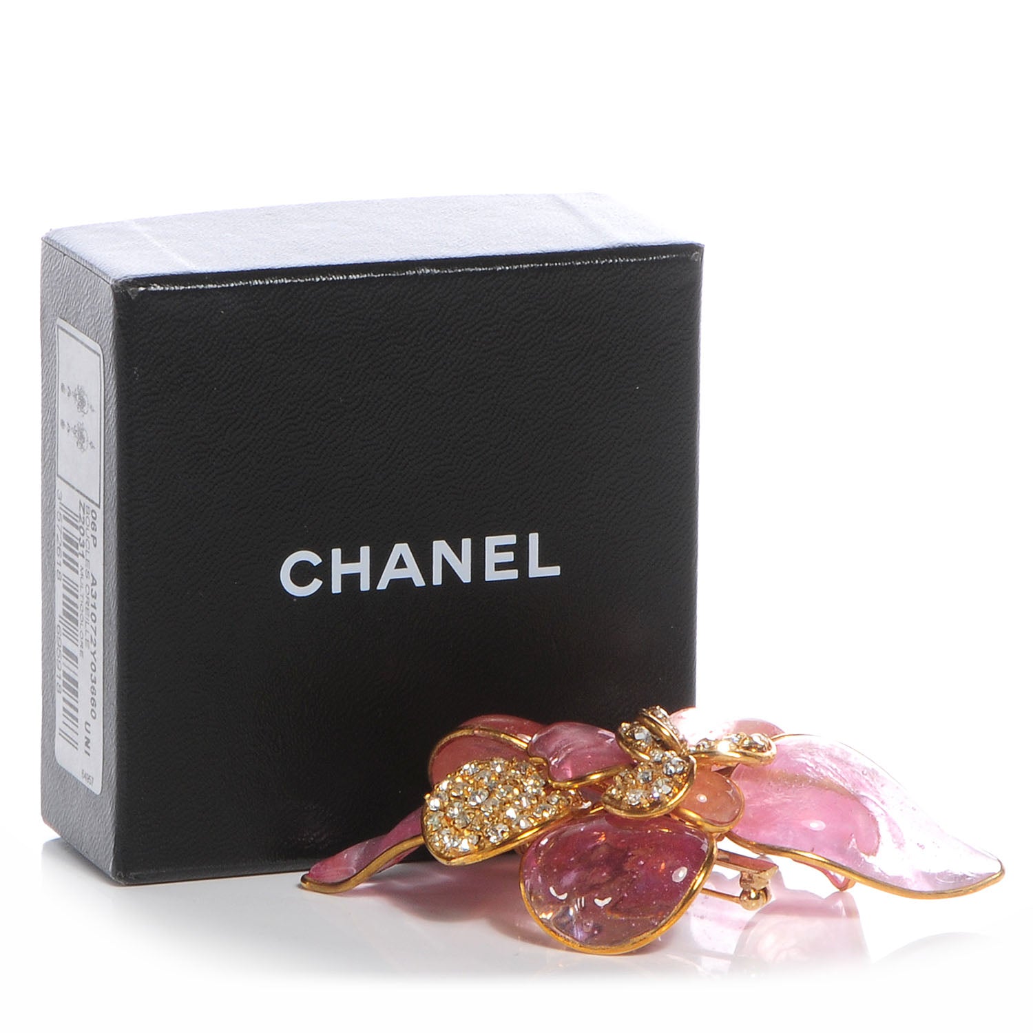 Chanel Gripoix Poured Glass Crystal Camellia Brooch Gold 5 of 5