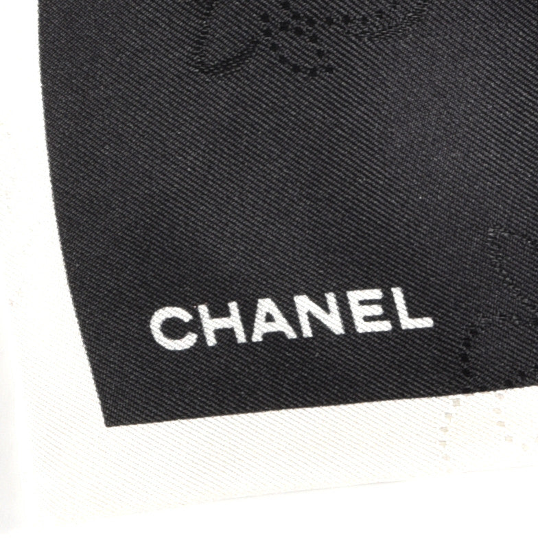 Chanel Silk Hair Tie Black Ivory 2 of 4