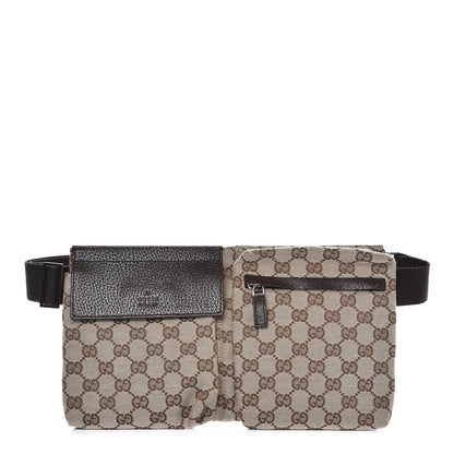 Gucci GG Monogram Double Pocket Belt Bag Dark Brown 1 of 9