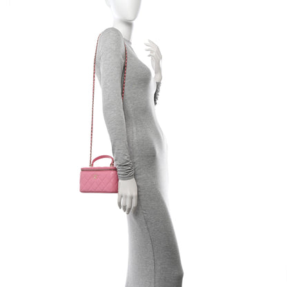 Chanel Lambskin Quilted Small Top Handle Vanity Case With Chain Pink 2 of 11