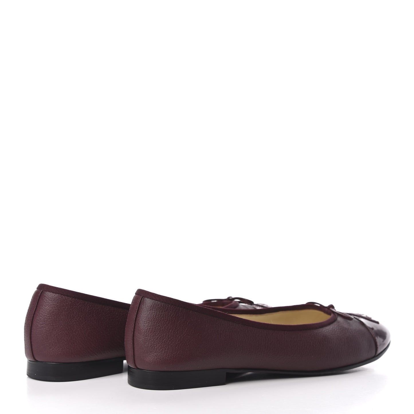 Goatskin Patent Cap Toe CC Ballerina Flats 39 Burgundy