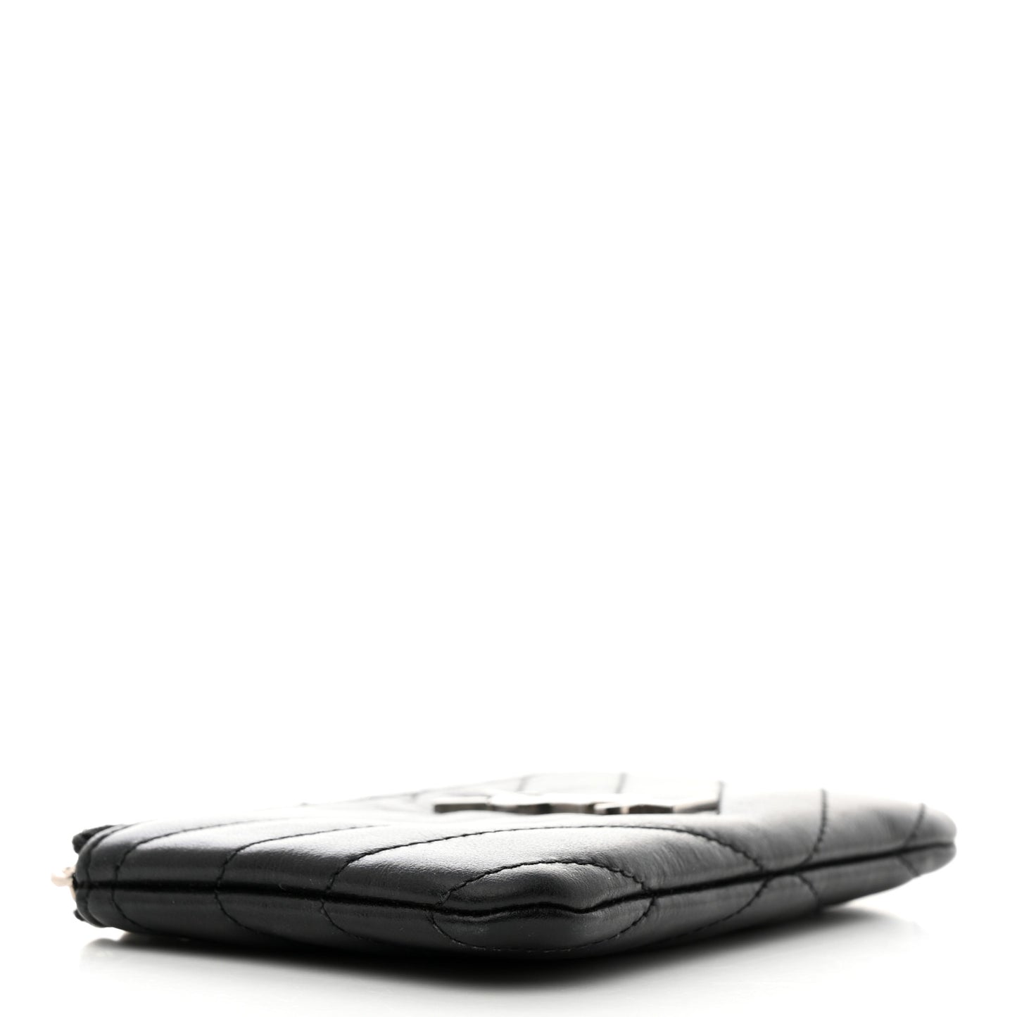Calfskin Matelasse Monogram Key Pouch Black