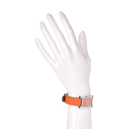Hermes Stainless Steel Swift 21mm Heure H Hour Quartz Watch Orange 2 of 5