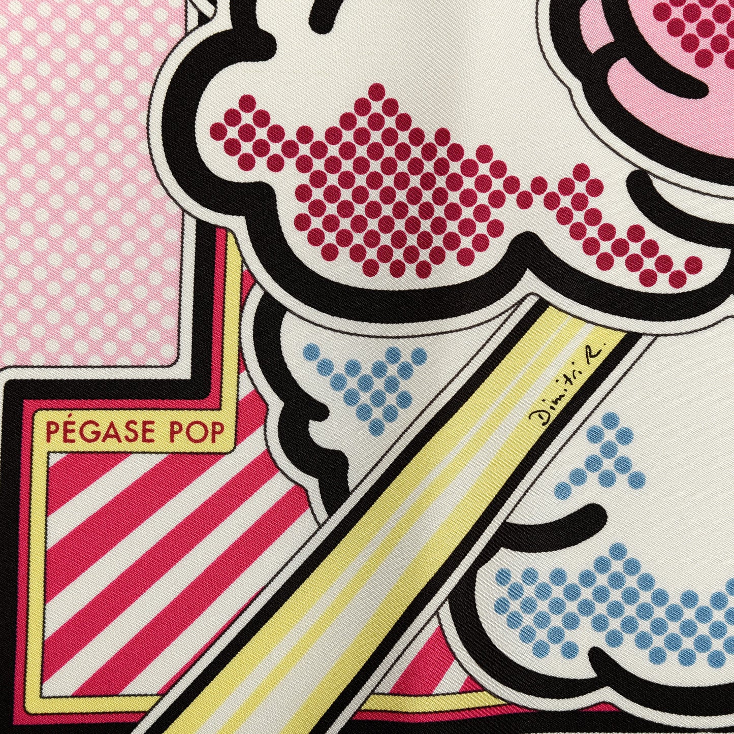 Silk Pegase Pop Pocket Square Rose Bleu Jean Jaune